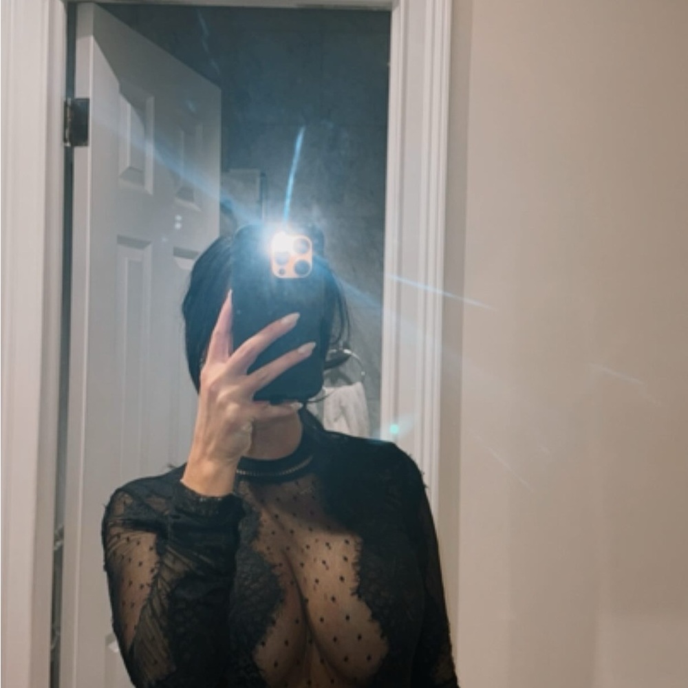 Bardot Black Sheer Lace Bodysuit